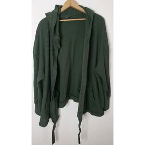 Torrid Womens Plus Size 3 3x Open Front Hoodie Green Knit Cardigan Waffle Knit
